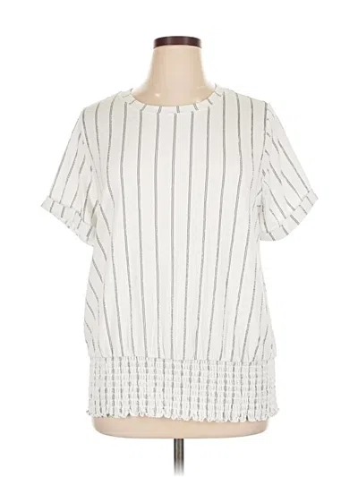 Pre-owned Lane Bryant Short Sleeve Blouse In White