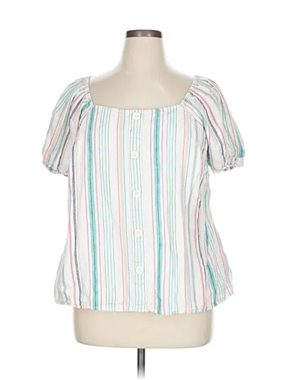 Pre-owned Lane Bryant Short Sleeve Blouse In White