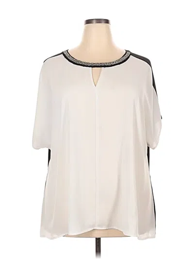 Pre-owned Lane Bryant Short Sleeve Blouse In White