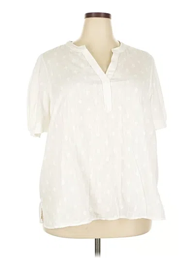 Pre-owned Lane Bryant Short Sleeve Blouse In White