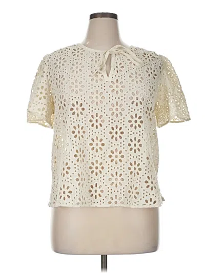 Pre-owned Lane Bryant Short Sleeve Blouse In White