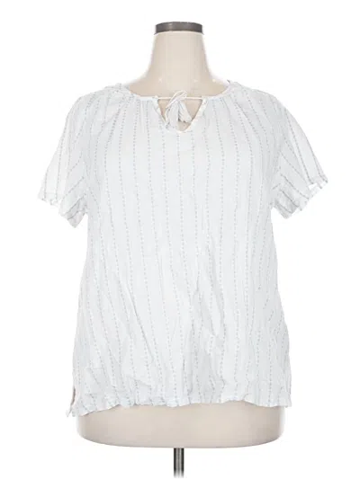 Pre-owned Lane Bryant Short Sleeve Blouse In White