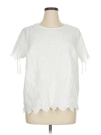 Pre-owned Lane Bryant Short Sleeve Blouse In White