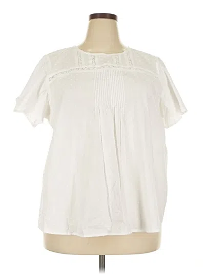 Pre-owned Lane Bryant Short Sleeve Blouse In White