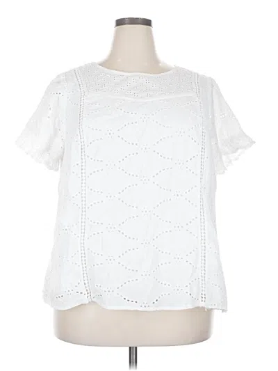 Pre-owned Lane Bryant Short Sleeve Blouse In White