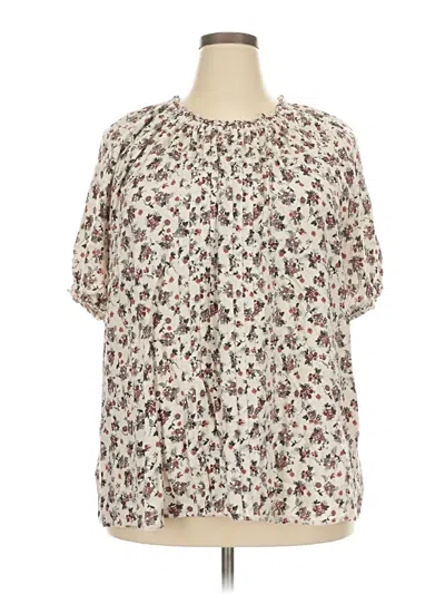 Pre-owned Lane Bryant Short Sleeve Blouse In White