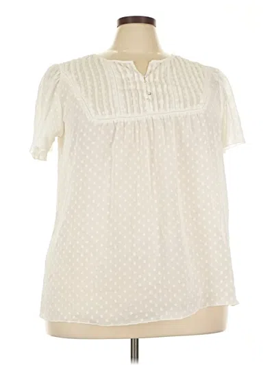 Pre-owned Lane Bryant Short Sleeve Blouse In White