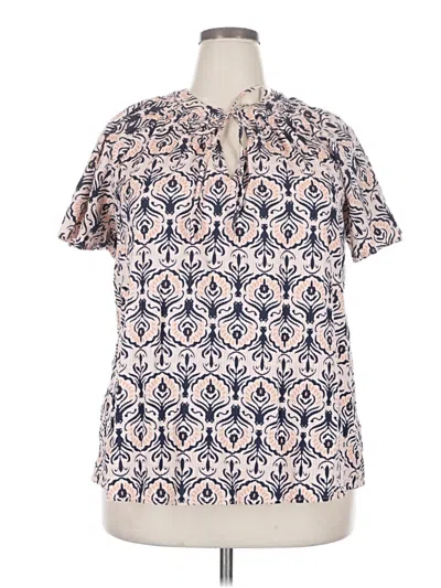 Pre-owned Lane Bryant Short Sleeve Blouse In White