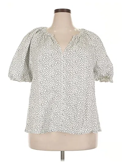 Pre-owned Lane Bryant Short Sleeve Blouse In White