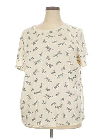 Pre-owned Lane Bryant Short Sleeve Blouse In White