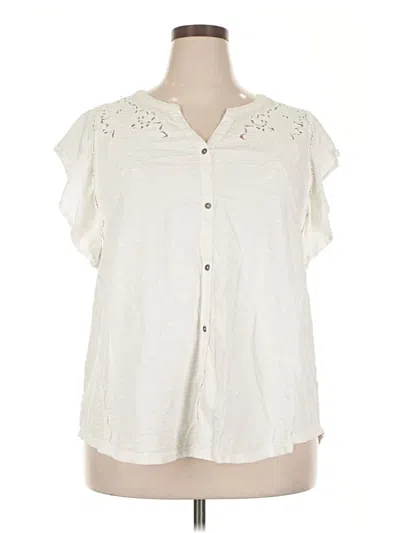 Pre-owned Lane Bryant Short Sleeve Blouse In White