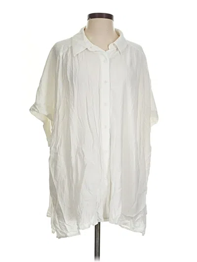 Pre-owned Lane Bryant Short Sleeve Blouse In White