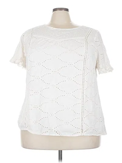 Pre-owned Lane Bryant Short Sleeve Blouse In White