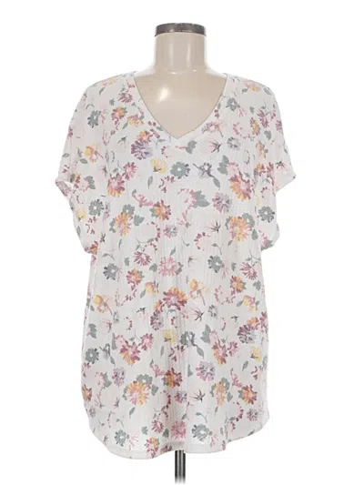Pre-owned Lane Bryant Short Sleeve Blouse In White