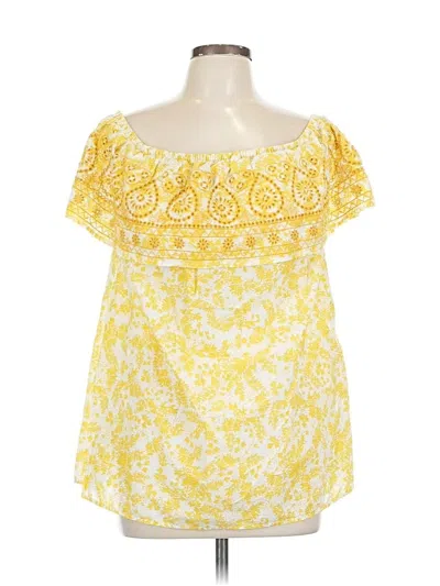 Pre-owned Lane Bryant Short Sleeve Blouse In Yellow