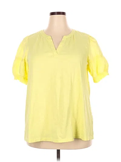 Pre-owned Lane Bryant Short Sleeve Blouse In Yellow