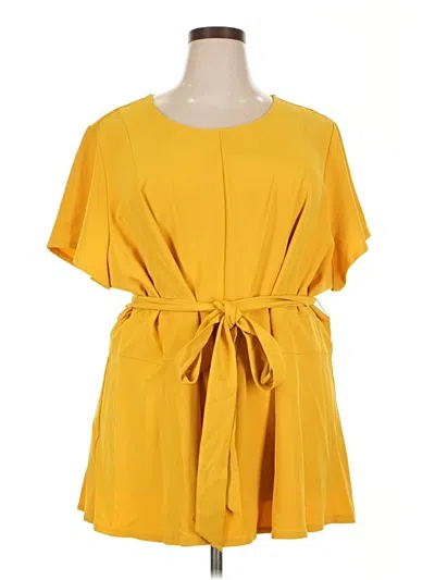 Pre-owned Lane Bryant Short Sleeve Blouse In Yellow