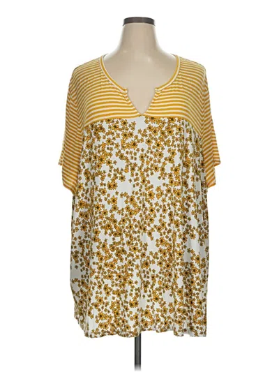 Pre-owned Lane Bryant Short Sleeve Blouse In Yellow