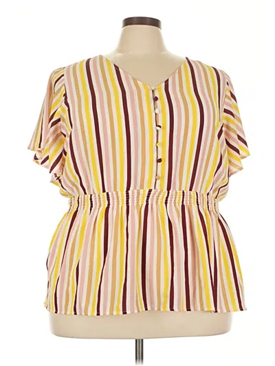 Pre-owned Lane Bryant Short Sleeve Blouse In Yellow