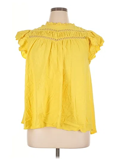 Pre-owned Lane Bryant Short Sleeve Blouse In Yellow