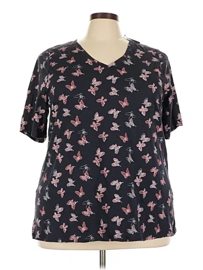 Lane Bryant Short Sleeve Henley Shirt In Black