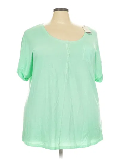 Lane Bryant Short Sleeve Henley Shirt In Green