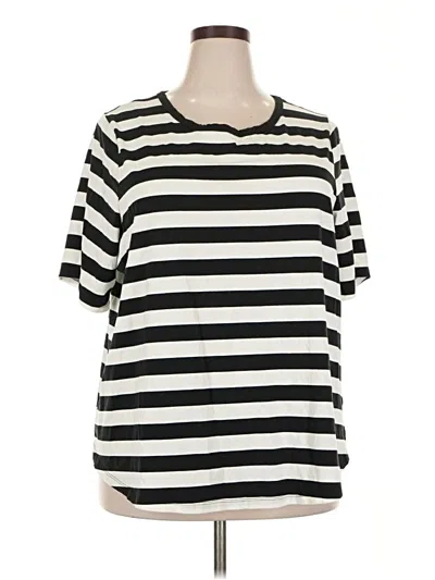 Pre-owned Lane Bryant Short Sleeve Henley Shirt In White