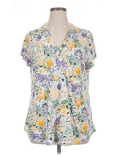 Pre-owned Lane Bryant Short Sleeve Henley Shirt In Yellow