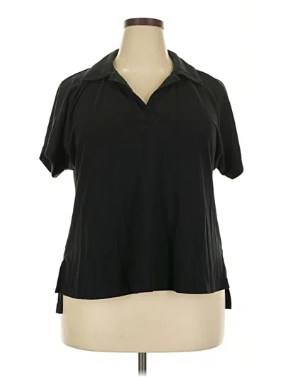 Pre-owned Lane Bryant Short Sleeve Polo Shirt In Black