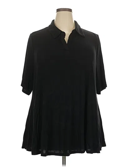 Pre-owned Lane Bryant Short Sleeve Polo Shirt In Black