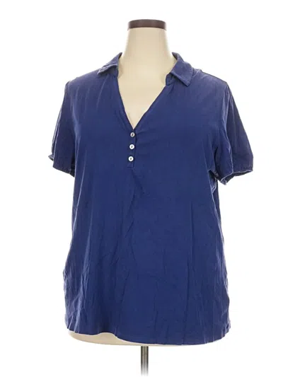 Pre-owned Lane Bryant Short Sleeve Polo Shirt In Blue