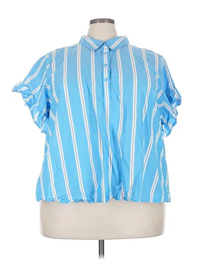 Pre-owned Lane Bryant Short Sleeve Polo Shirt In Blue