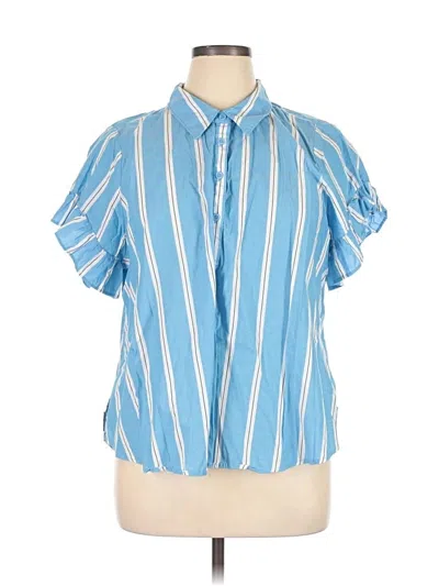Pre-owned Lane Bryant Short Sleeve Polo Shirt In Blue