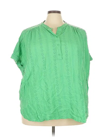 Pre-owned Lane Bryant Short Sleeve Polo Shirt In Green