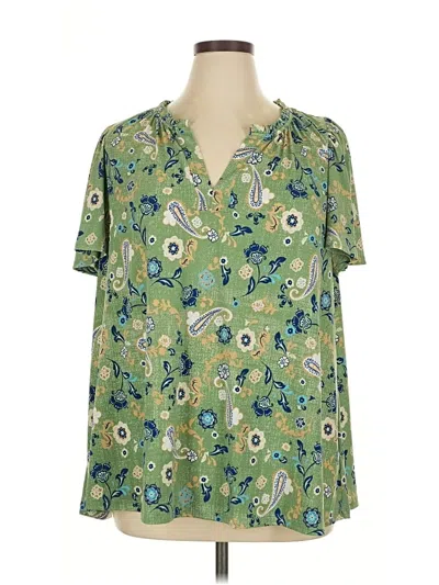 Pre-owned Lane Bryant Short Sleeve Polo Shirt In Green