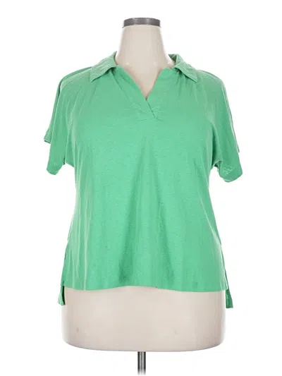 Pre-owned Lane Bryant Short Sleeve Polo Shirt In Green