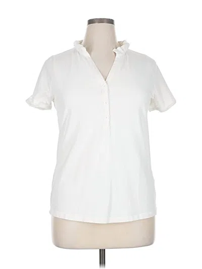 Pre-owned Lane Bryant Short Sleeve Polo Shirt In White