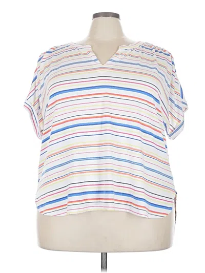 Pre-owned Lane Bryant Short Sleeve Polo Shirt In White