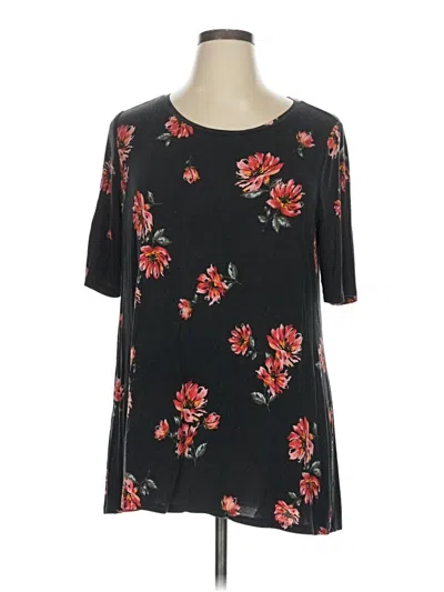 Pre-owned Lane Bryant Short Sleeve Top Black Boatneck Tops