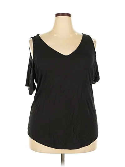 Pre-owned Lane Bryant Short Sleeve Top Black Cold Shoulder Neckline Tops