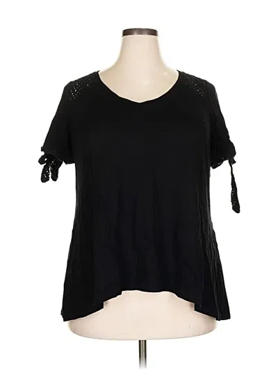 Pre-owned Lane Bryant Short Sleeve Top Black Cold Shoulder Neckline Tops