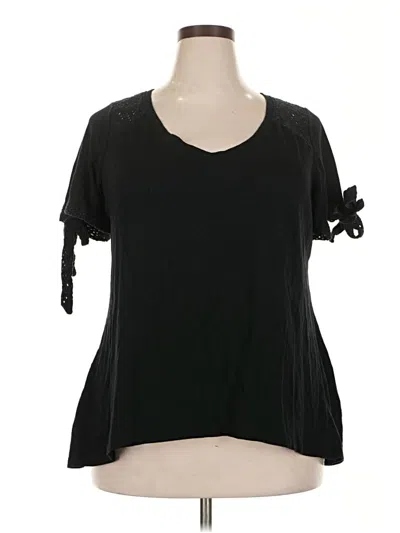 Pre-owned Lane Bryant Short Sleeve Top Black Cold Shoulder Neckline Tops