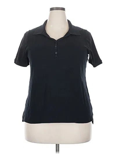 Pre-owned Lane Bryant Short Sleeve Top Black Collared Neckline Tops