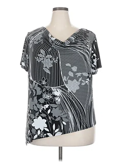 Pre-owned Lane Bryant Short Sleeve Top Black Graphic Pattern V Neck Tops