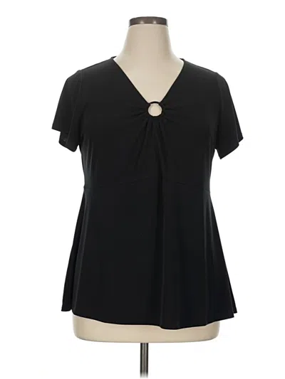 Pre-owned Lane Bryant Short Sleeve Top Black Keyhole Neckline Tops