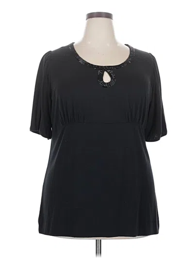 Pre-owned Lane Bryant Short Sleeve Top Black Keyhole Neckline Tops