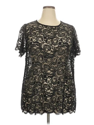 Pre-owned Lane Bryant Short Sleeve Top Black Mock Neckline Tops