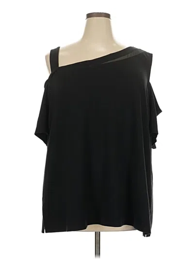 Pre-owned Lane Bryant Short Sleeve Top Black One Shoulder Neckline Tops