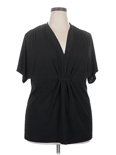 Pre-owned Lane Bryant Short Sleeve Top Black Plunge Neckline Tops