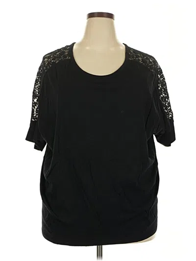 Pre-owned Lane Bryant Short Sleeve Top Black Scoop Neck Tops